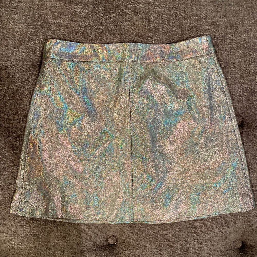 LF iridescent holographic high waist mini skirt